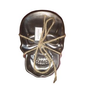 Skull stoneware plates by Threshold set of FOUR 💀